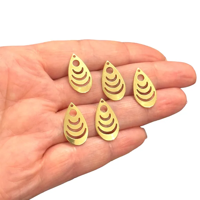 Raw Brass Drop Charms5 pcs in a pack Peppy Beads Earrings