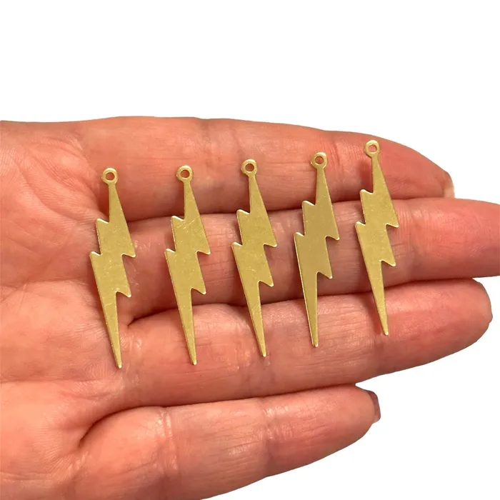 Raw Brass Lightning Strike Charms 5 pcs in a pack Peppy Beads Earrings