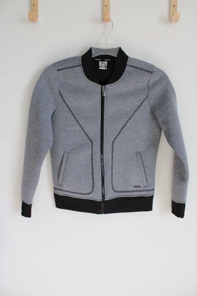 RBX RBX Gray Zip Up Structured Jacket S Earrings