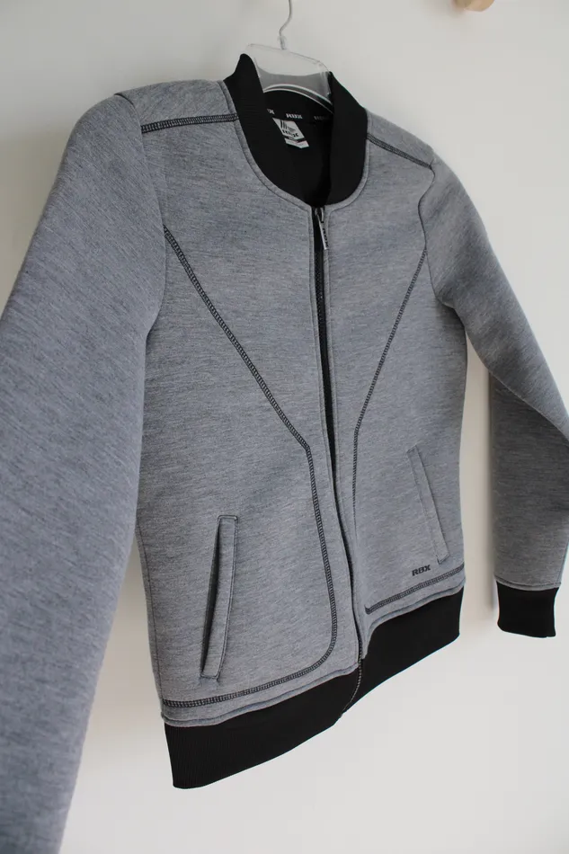 RBX RBX Gray Zip Up Structured Jacket S Earrings