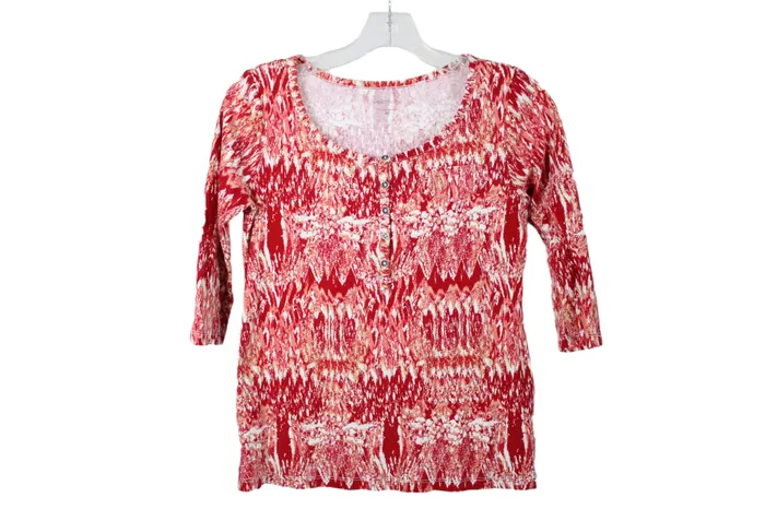 Relativity Earrings Relativity Red Pattern Shirt S Petite