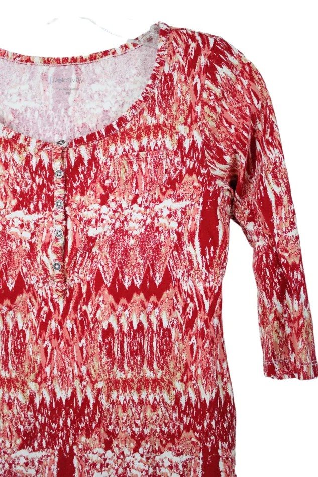 Relativity Earrings Relativity Red Pattern Shirt S Petite