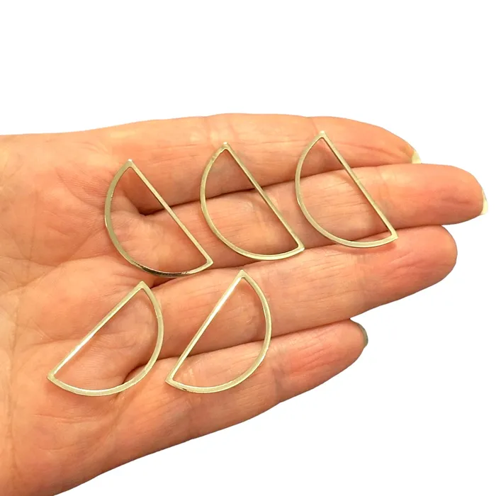 Rhodium Plated 28x14mm Semicircle Charms Rhodium Oval Semicircle Charms 5 pcs in a pack Peppy Beads Earrings Rhodium Plated 28x14mm Semicircle Charms Rhodium Oval Semicircle Charms 5 pcs in a pack Peppy Beads Earrings