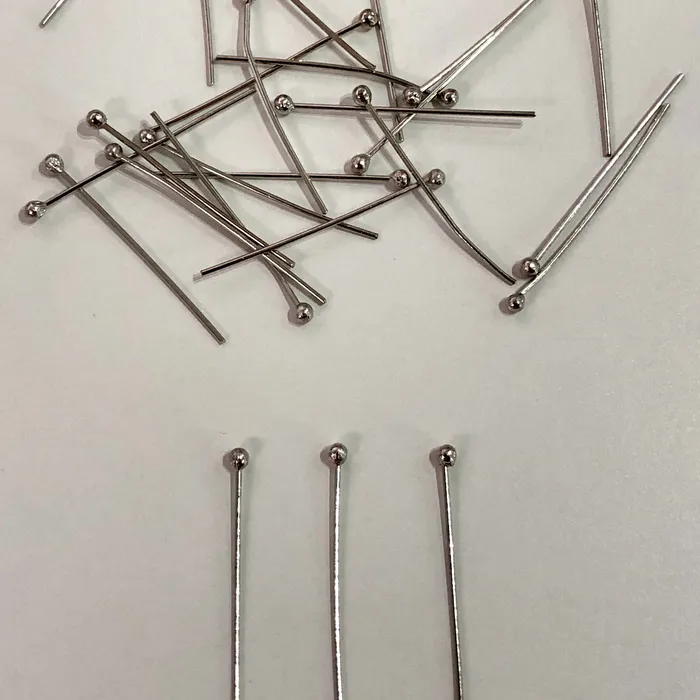 Rhodium Plated Ball Point Headpins 05mm 24 Gauge by 30mm Rhodium Plated Brass Ball Head Pins Peppy Beads Earrings
