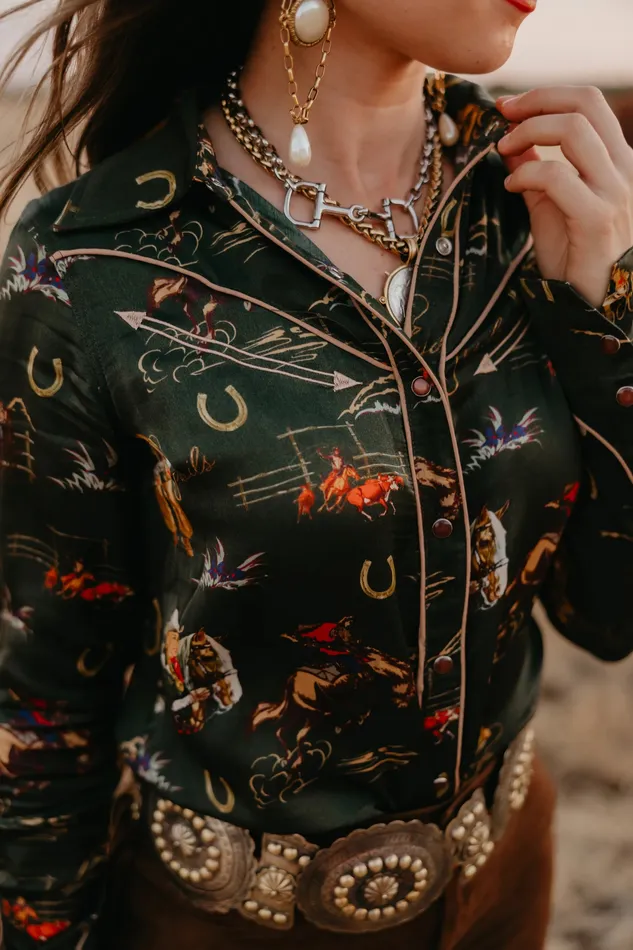 RODEO QUINCY Earrings HAPPY TRAILS BUTTON UP