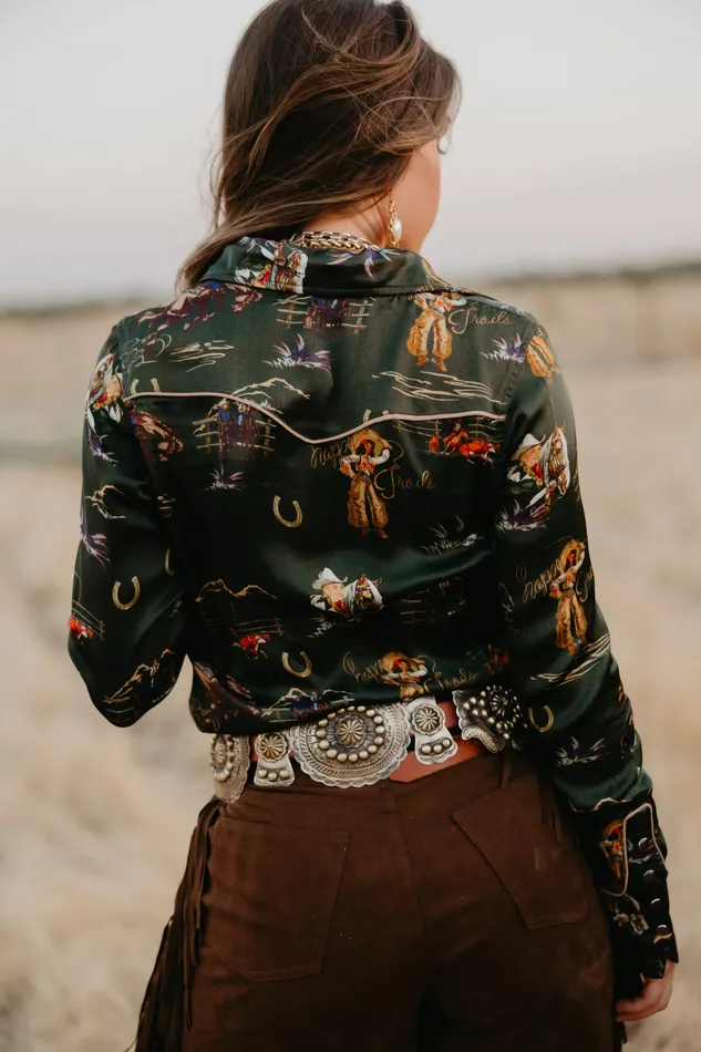 RODEO QUINCY Earrings HAPPY TRAILS BUTTON UP
