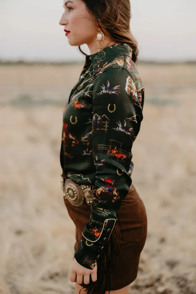 RODEO QUINCY Earrings HAPPY TRAILS BUTTON UP