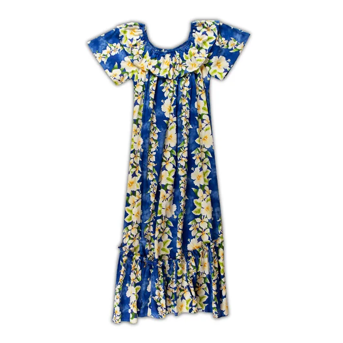 ROYALHAWNCREAT Earrings Ladies Double Ruffle Long Muumuu 2XL