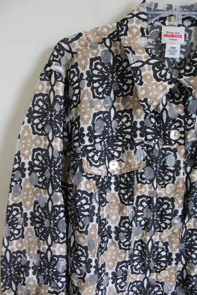 Ruby Rd Favorites Black Tan Light Jacket 20W Ruby Rd Necklaces