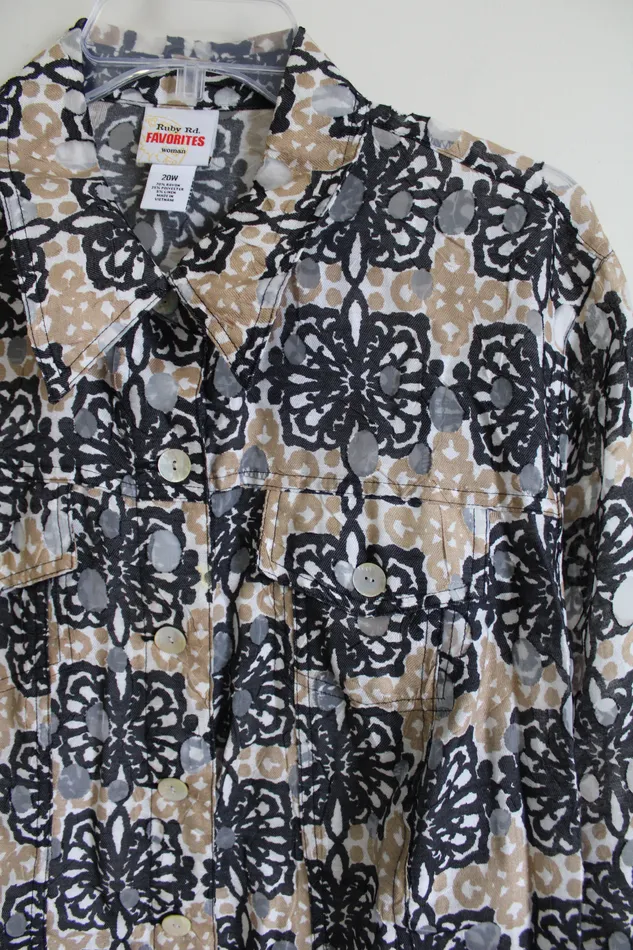 Ruby Rd Favorites Black Tan Light Jacket 20W Ruby Rd Necklaces