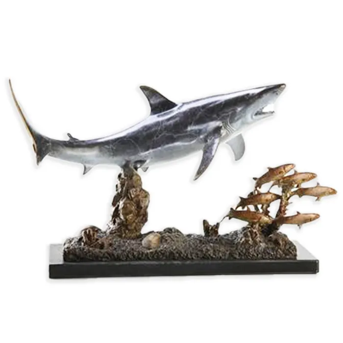 SANPACIFICINTL Necklaces Shark with Prey Brass Sculpture by San Pacific International