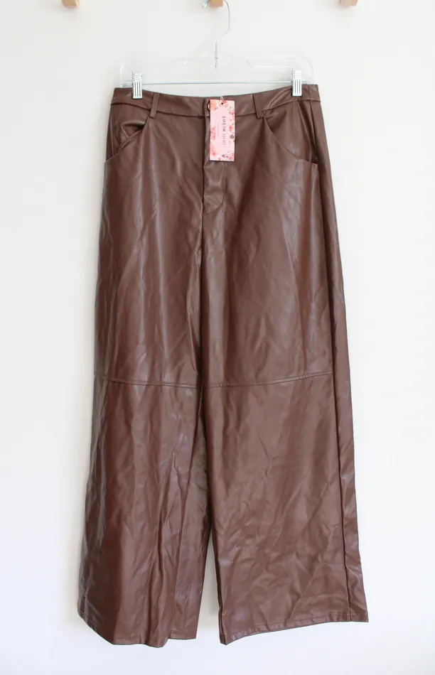 Shein Earrings NEW Shein Mod Brown Faux Leather Pants 810
