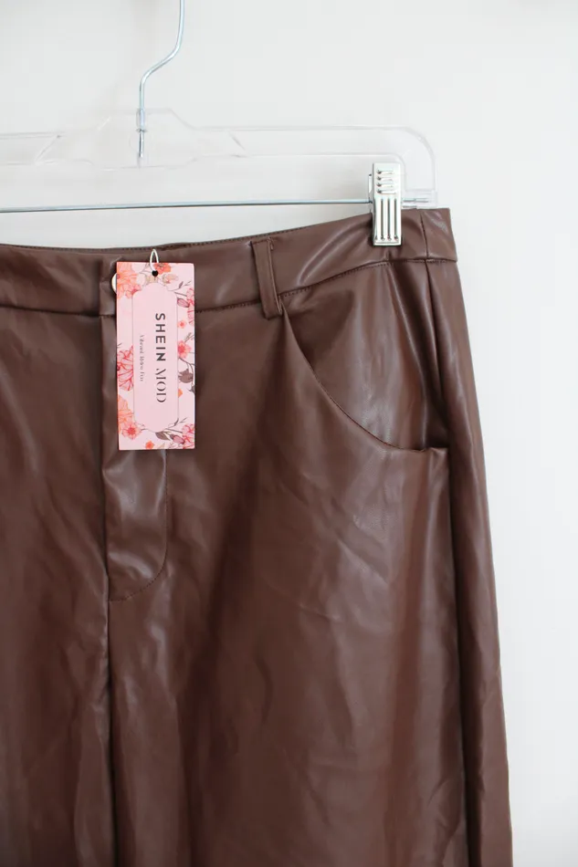Shein Earrings NEW Shein Mod Brown Faux Leather Pants 810