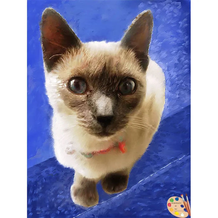 Siamese Cat Digital Portrait Portraits by NC Necklaces
