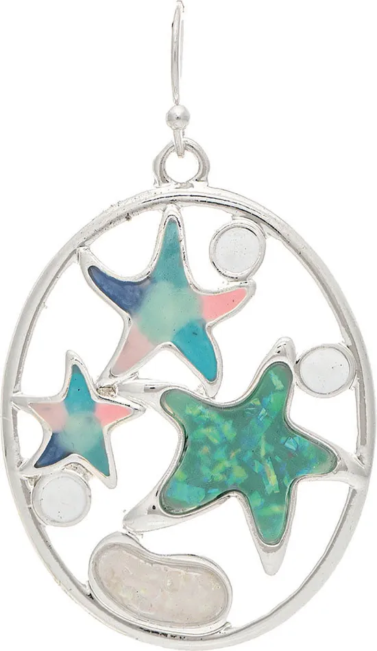 Silver Opal Inlay Resin Starfish Earings RAINJEWELRY Earrings