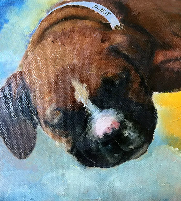 Sleeping Boxer Puppy Oil Portrait Portraits by NC Necklaces