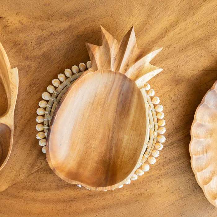 Solid Acacia Wood PineappleShaped Dish 13 ISLANDERGRP Earrings