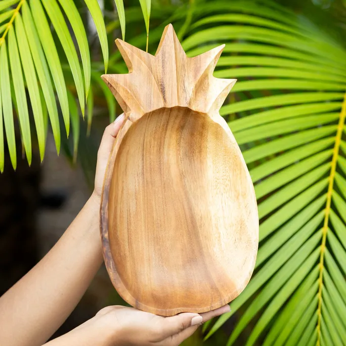 Solid Acacia Wood PineappleShaped Dish 13 ISLANDERGRP Earrings