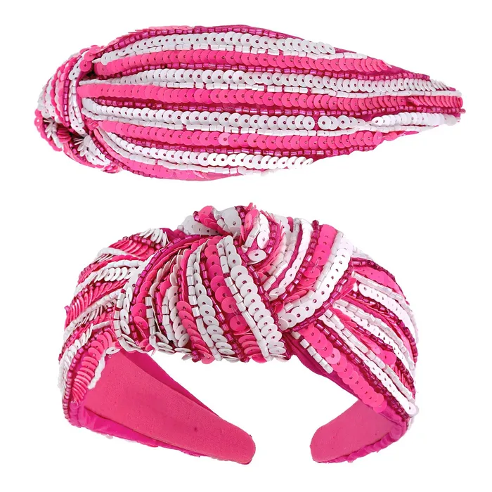 Something Special LA Earrings FUCHSIA SEQUIN STRIPED TOP KNOTTED EMBELLISHED HEADBAND Something Special LA Earrings FUCHSIA SEQUIN STRIPED TOP KNOTTED EMBELLISHED HEADBAND