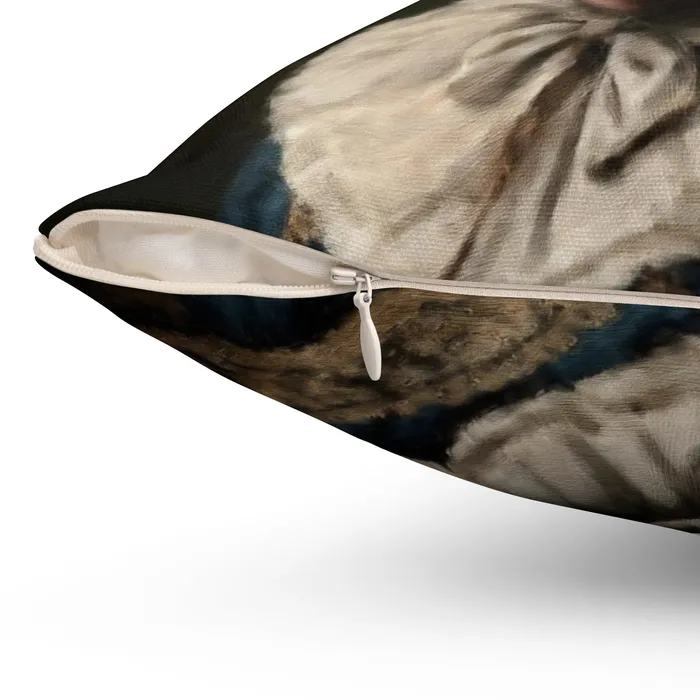 Spun Polyester Square Pillow Pig In Victorian Elegance Portraits by NC Earrings