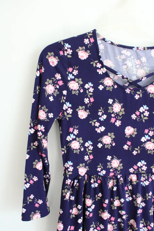 Star Ride Purple Pink Floral Long Sleeved Dress Youth L 1416 Star Ride Earrings