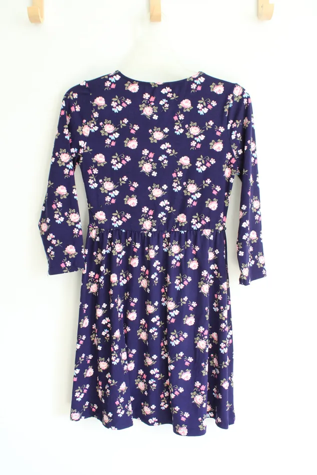 Star Ride Purple Pink Floral Long Sleeved Dress Youth L 1416 Star Ride Earrings