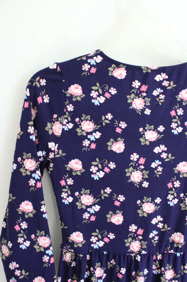 Star Ride Purple Pink Floral Long Sleeved Dress Youth L 1416 Star Ride Earrings