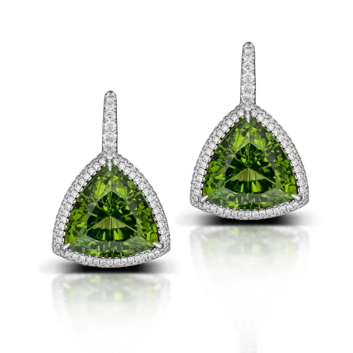 Stephen Silver Earrings 2011 Carat Peridot and Diamond Earrings