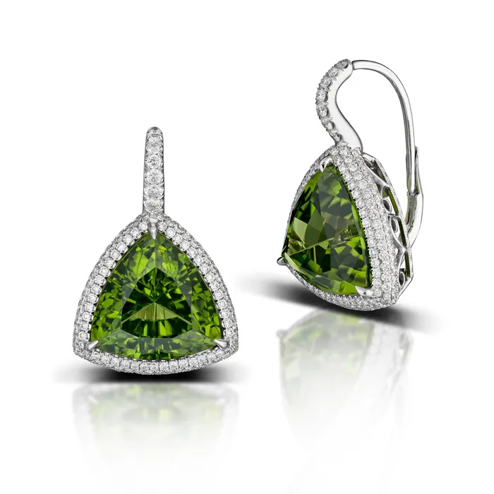 Stephen Silver Earrings 2011 Carat Peridot and Diamond Earrings