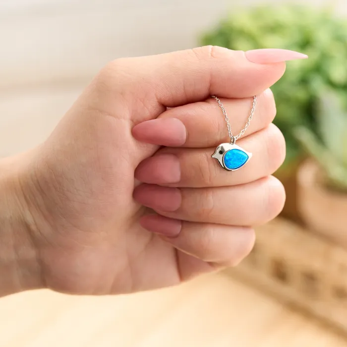 Sterling Silver Blue Opal Birdie Necklace Chadds Ford Jewelry Necklaces