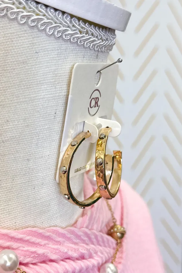 Studded Hammered Hoops GoldRhodium Golden Stella PreStyled Sets