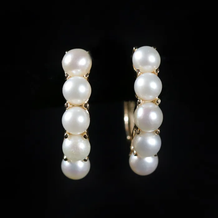 Stuller 14K Yellow Gold Pearl Huggie Hoop Earrings Earrings