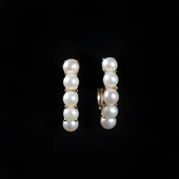 Stuller 14K Yellow Gold Pearl Huggie Hoop Earrings Earrings