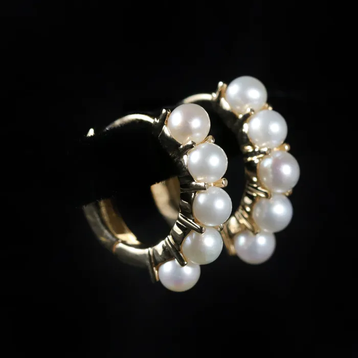 Stuller 14K Yellow Gold Pearl Huggie Hoop Earrings Earrings