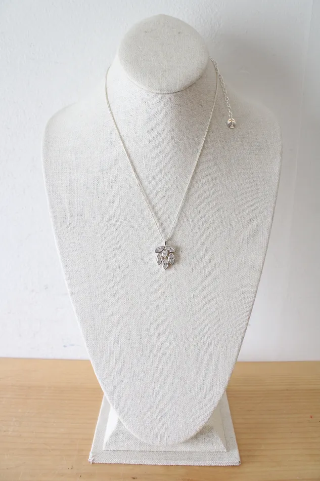 Talbots Talbots Sterling Silver Crystal Cluster Pendant Necklace Necklaces