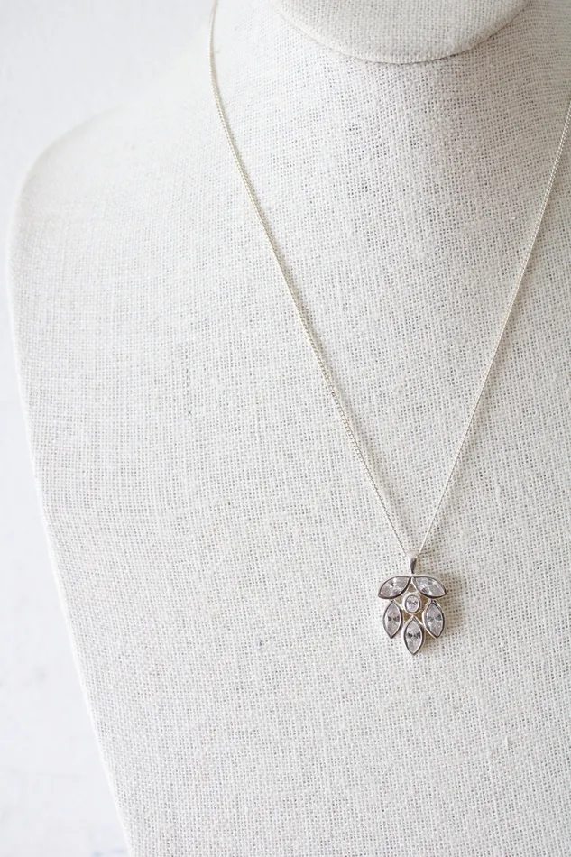 Talbots Talbots Sterling Silver Crystal Cluster Pendant Necklace Necklaces