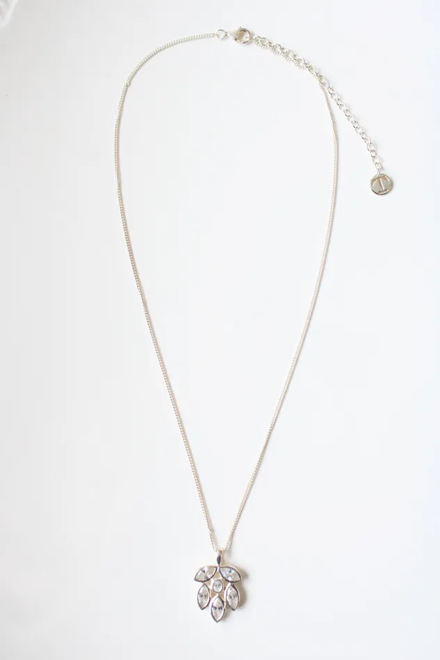 Talbots Talbots Sterling Silver Crystal Cluster Pendant Necklace Necklaces