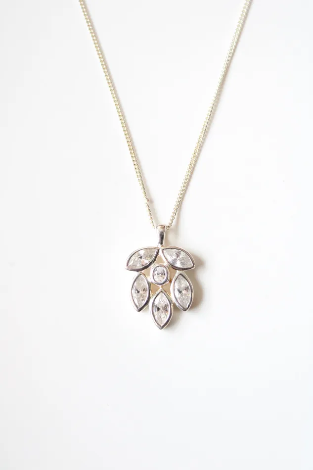 Talbots Talbots Sterling Silver Crystal Cluster Pendant Necklace Necklaces