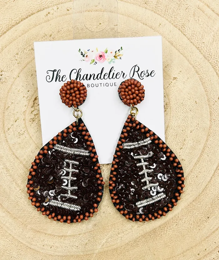 The Chandelier Rose Boutique Earrings FOOTBALL TEARDROP EARRINGS