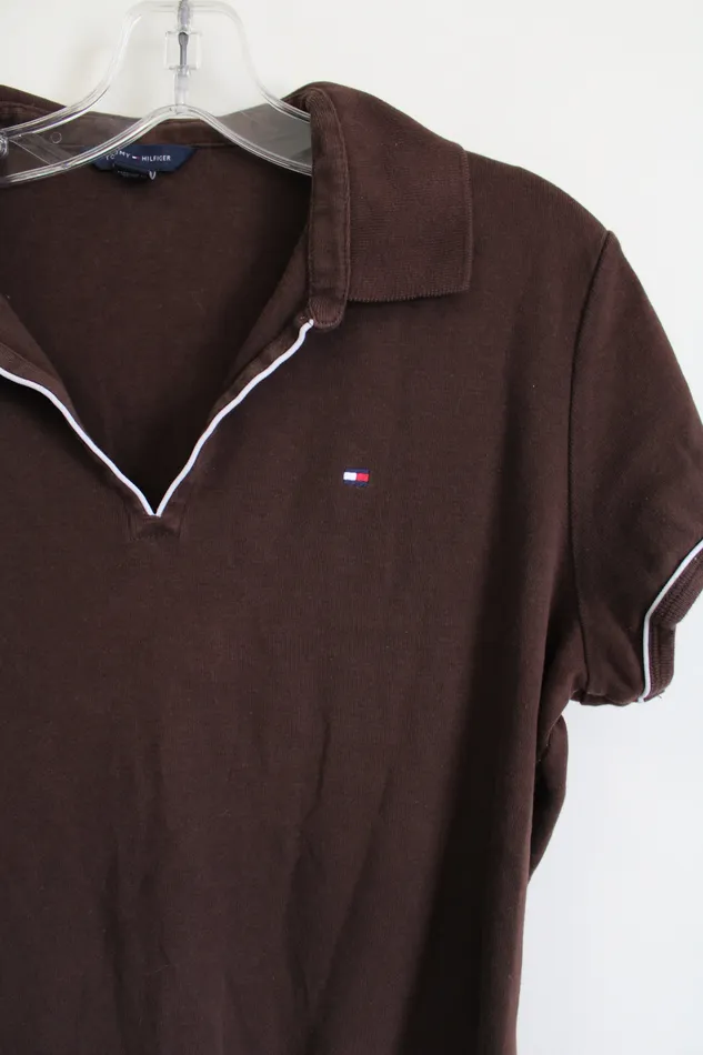 Tommy Hilfiger Earrings Tommy Hilfiger Fitted Brown Polo Short Sleeved Shirt XL