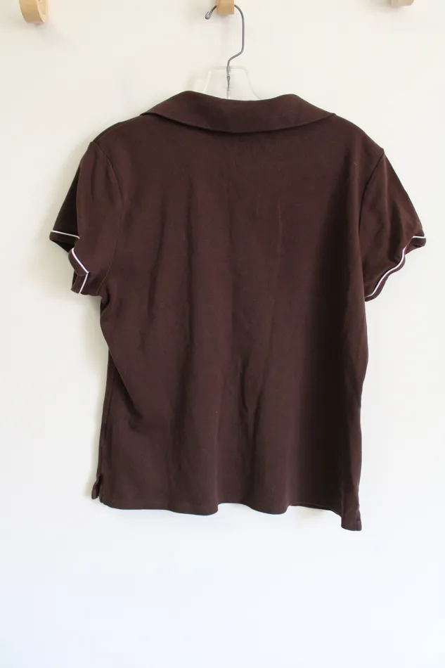 Tommy Hilfiger Earrings Tommy Hilfiger Fitted Brown Polo Short Sleeved Shirt XL