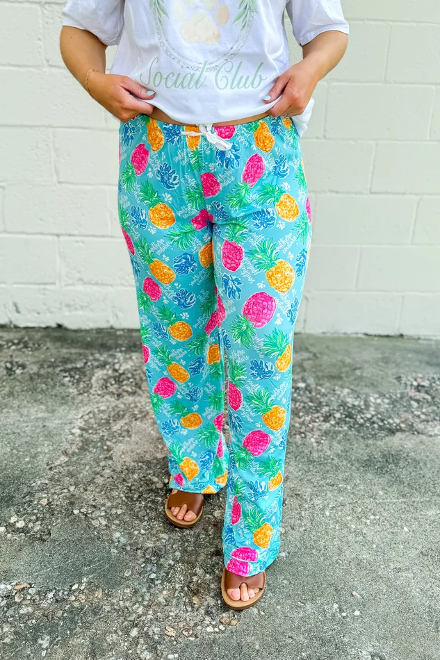 Tropical Pineapple Lounge Pants Southern Couture Earrings