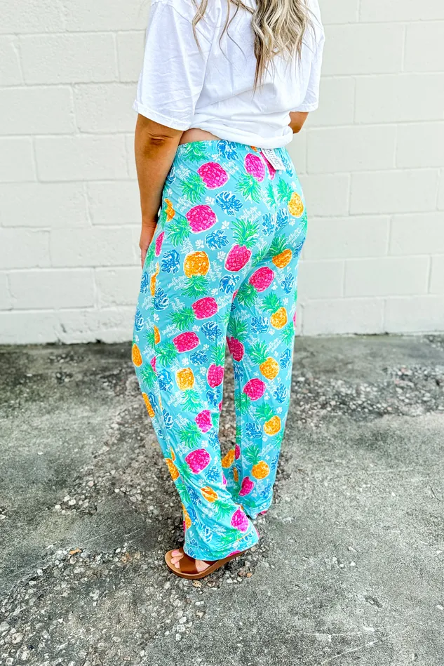 Tropical Pineapple Lounge Pants Southern Couture Earrings