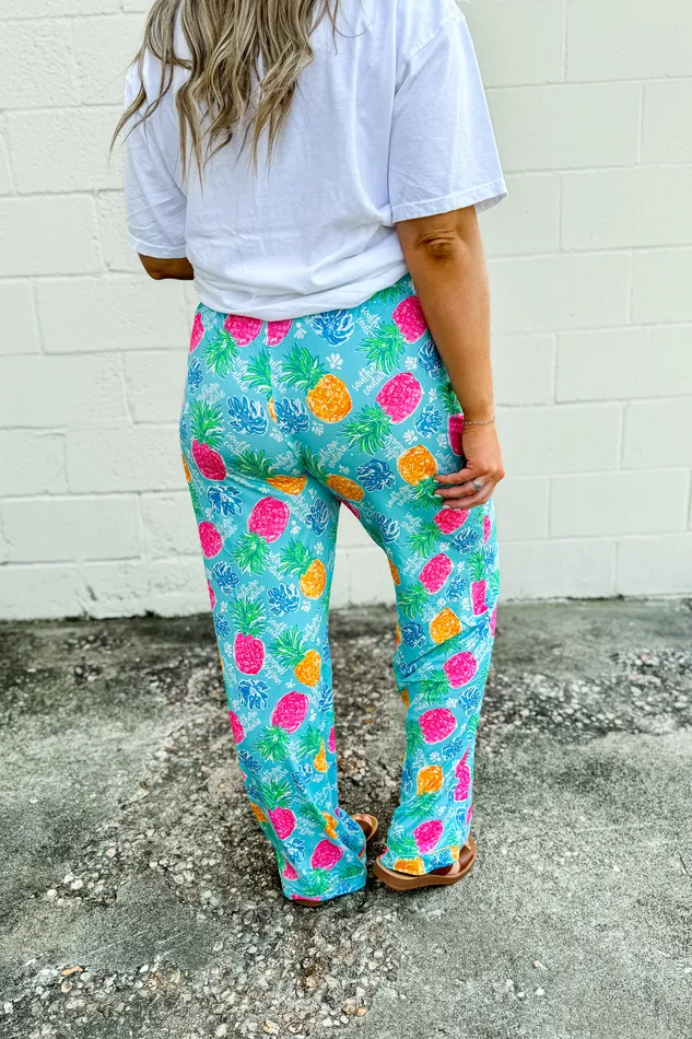 Tropical Pineapple Lounge Pants Southern Couture Earrings