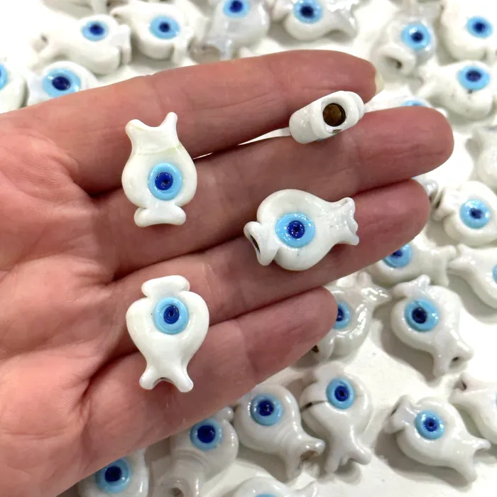 Turkish Artisan Hand Made Glass White Fish Charms Assorted 3 pcs in a pack Peppy Beads Earrings Turkish Artisan Hand Made Glass White Fish Charms Assorted 3 pcs in a pack Peppy Beads Earrings