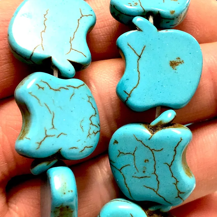 Turquoise Howlite Apple Beads Apple Shaped Howlite Beads 22 Beads Peppy Beads Earrings Turquoise Howlite Apple Beads Apple Shaped Howlite Beads 22 Beads Peppy Beads Earrings