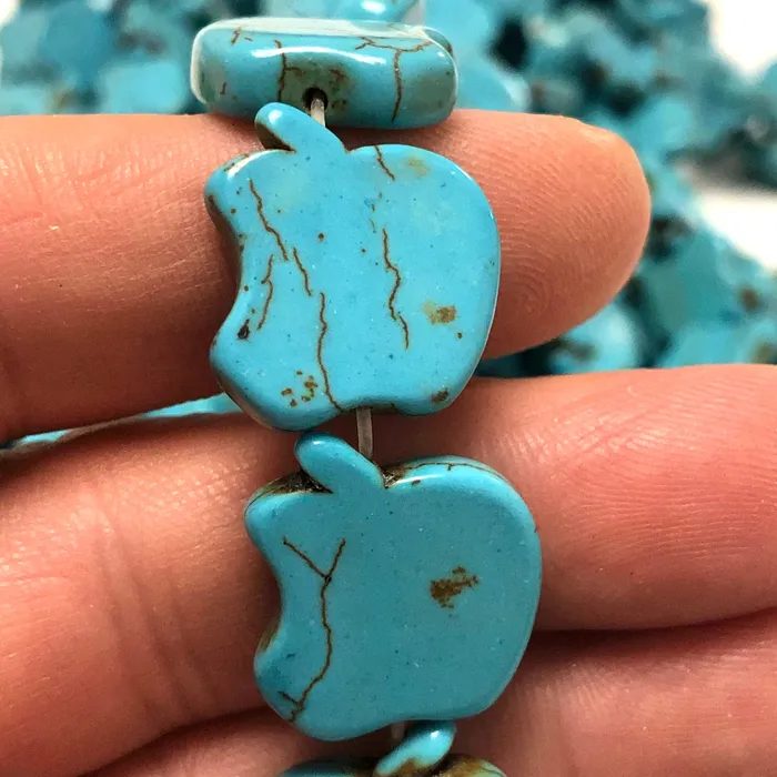 Turquoise Howlite Apple Beads Apple Shaped Howlite Beads 22 Beads Peppy Beads Earrings Turquoise Howlite Apple Beads Apple Shaped Howlite Beads 22 Beads Peppy Beads Earrings