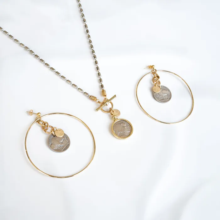 Twisted Silver Earrings BUFFALO NICKEL Double Threat