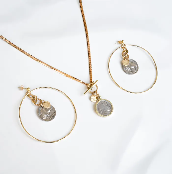 Twisted Silver Earrings BUFFALO NICKEL Double Threat