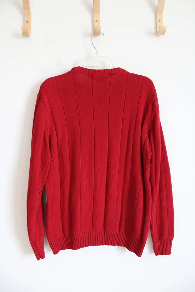 US Polo Earrings US Polo Assn Red Cable Knit Sweater L